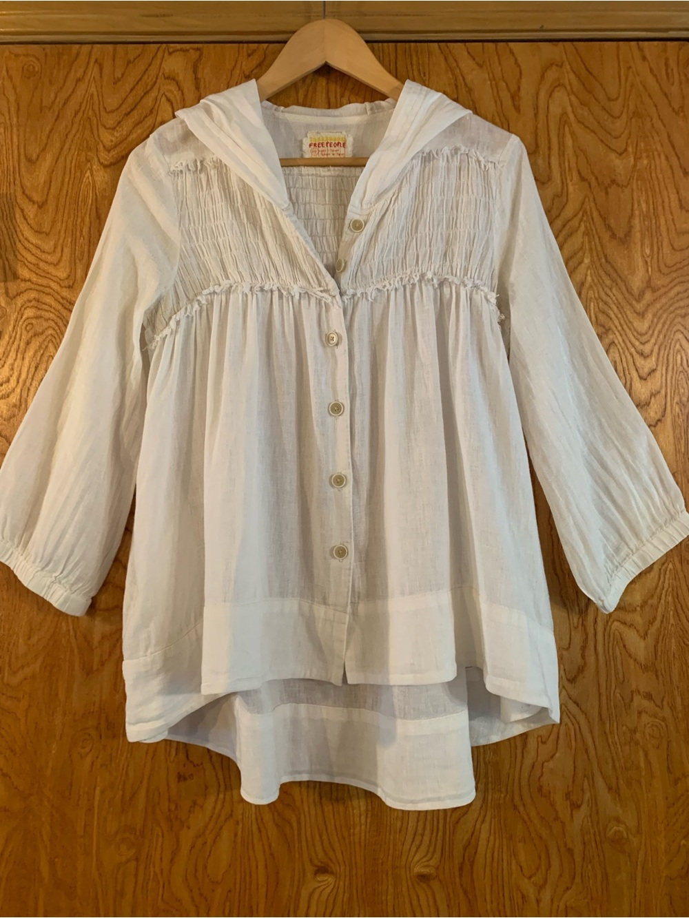Oversized Free People Cream Beach Shirt Jacket